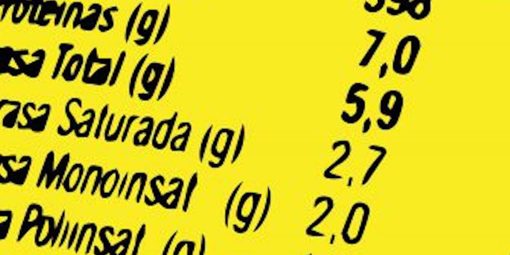 Detalle etiqueta nutricional Detalle etiqueta nutricional
