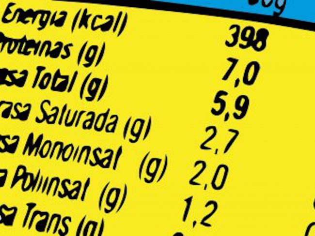 Detalle de etiqueta nutricional