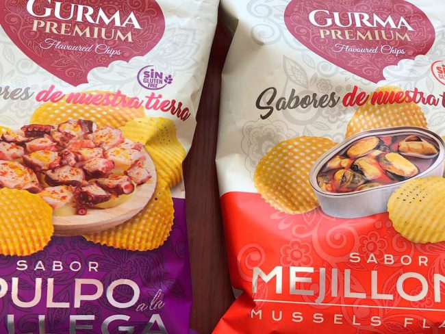 Bolsa de patatas chips sabor a pulpo y mejillón