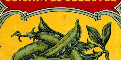 Detalle de etiqueta de guisantes