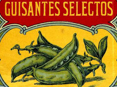 Detalle de etiqueta de guisantes