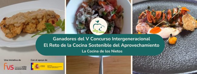 Cabecera ganadores V Concurso La Cocina de los Nietos – premios video recetas ganadoras del V concurso intergeneracional el reto de la cocina sostenible de aprovechamiento
